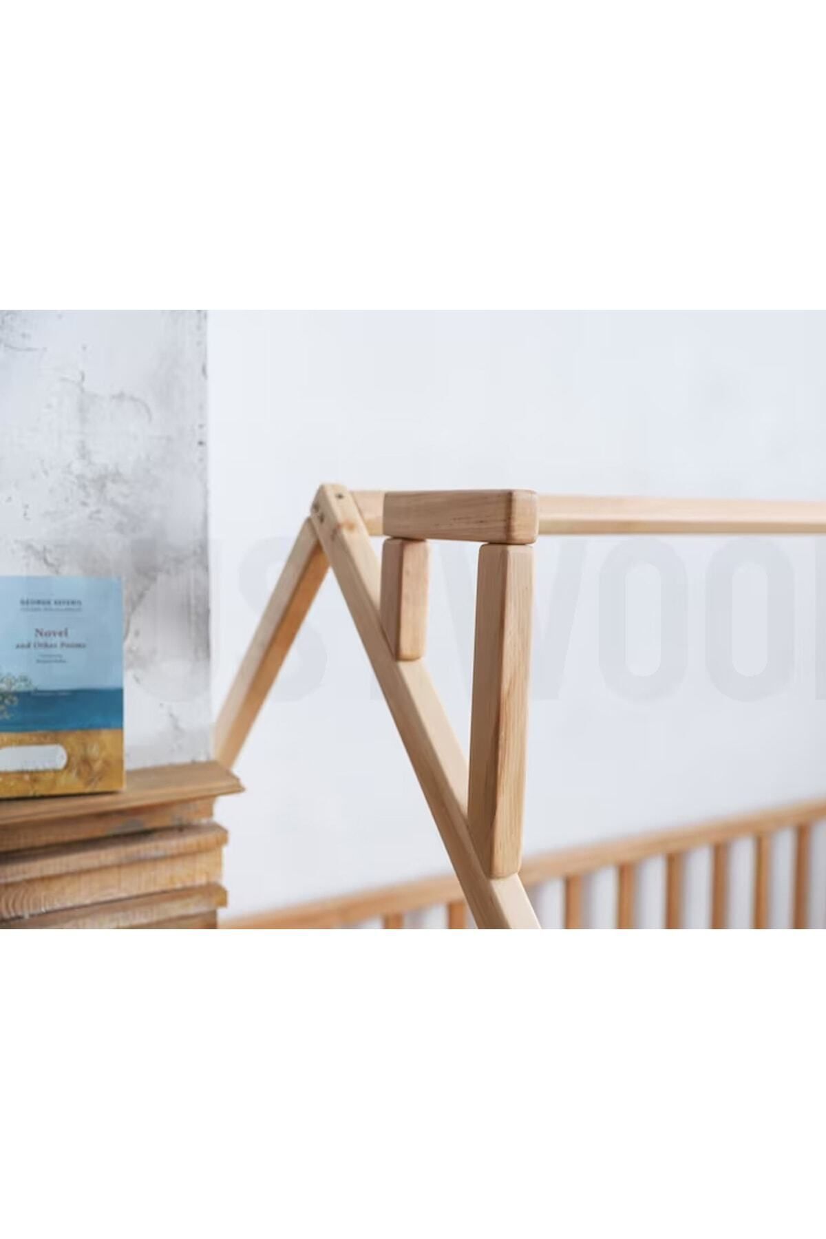 75 Cm Korkuluklu Ahşap Montessori Karyola - Masif Ahşap Karyola - Opmont05-75