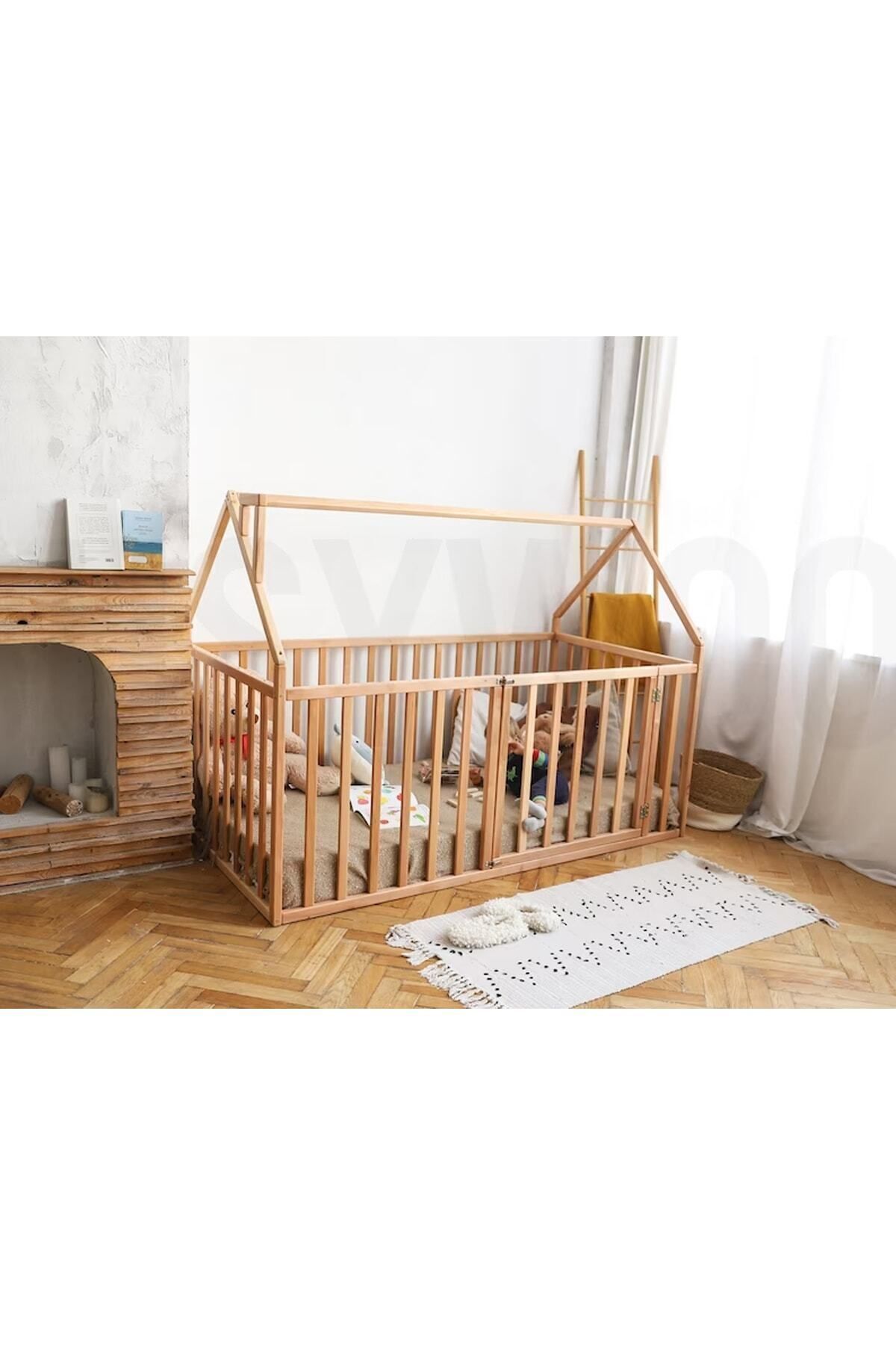 Ahşap Montessori Karyola - Masif Ahşap Karyola - Montessori Çocuk Ve Bebek Yatak Opmont-05