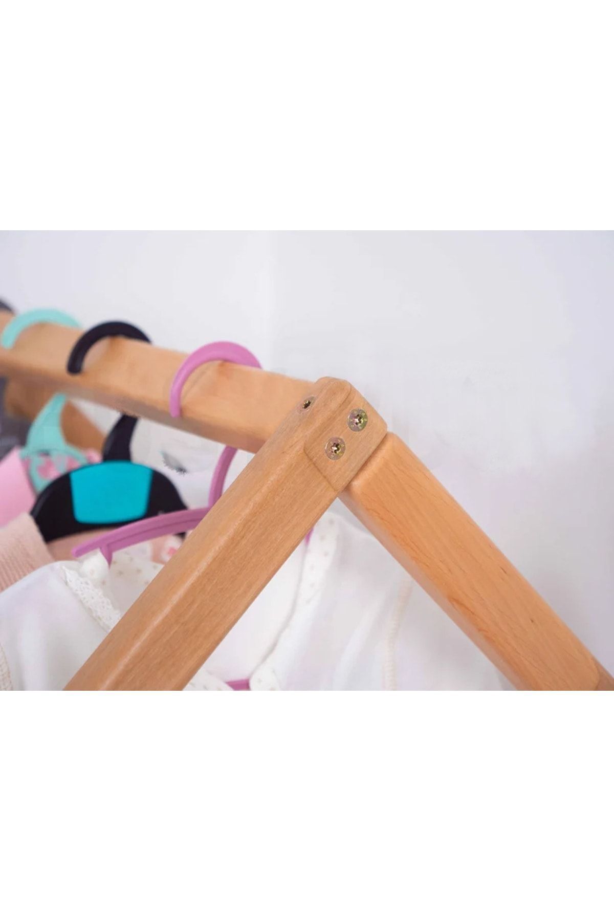 Montessori Ahşap Çocuk Odası Açık Gardırop - Montessori Gardırop Askılık - Montessori Mobilya