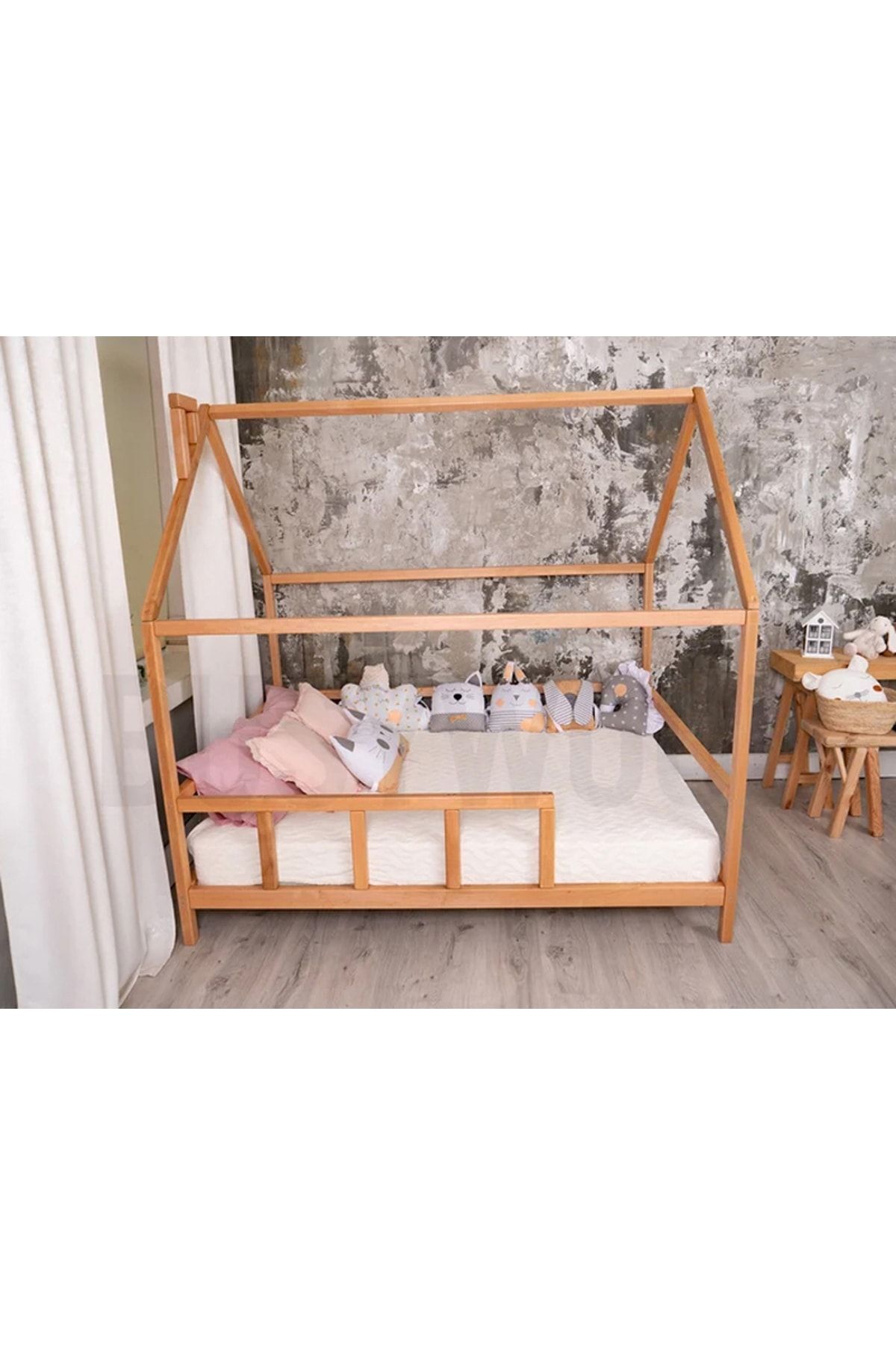 Ahşap Montessori Karyola - Masif Ahşap Karyola - Montessori Çocuk Ve Bebek Yatak Opmont-02