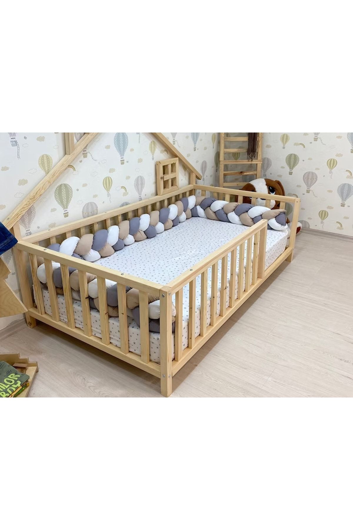 Ahşap Montessori Karyola - Masif Ahşap Karyola - Montessori Çocuk Ve Bebek Yatak Opmont-10