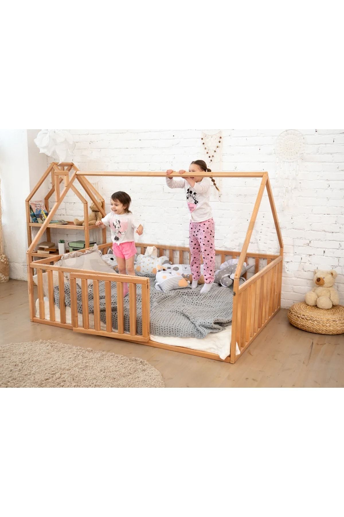 Ahşap Montessori Karyola - Masif Ahşap Karyola - Montessori Çocuk Ve Bebek Yatak Opmont-13