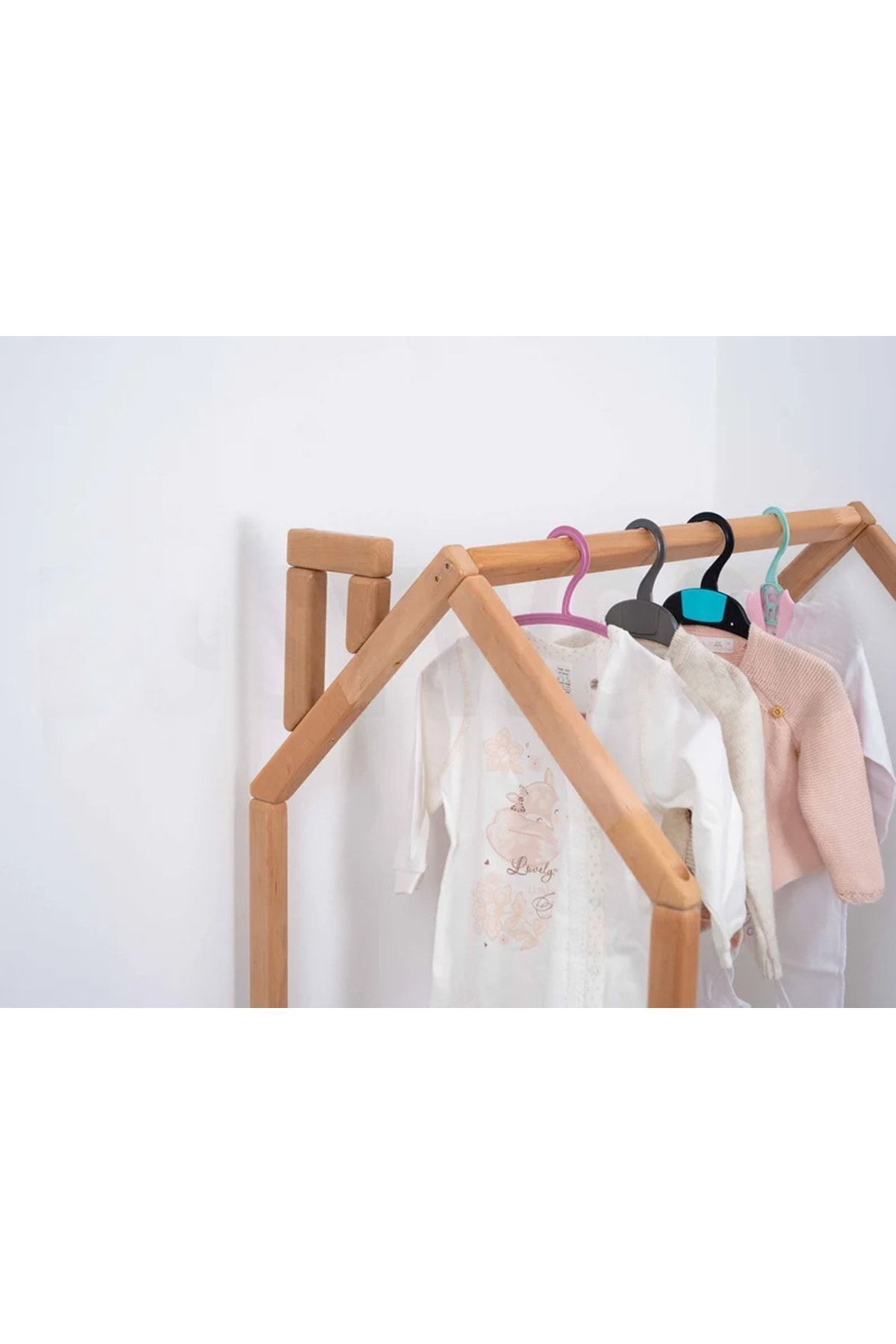 Montessori Ahşap Çocuk Odası Açık Gardırop - Montessori Gardırop Askılık - Montessori Mobilya