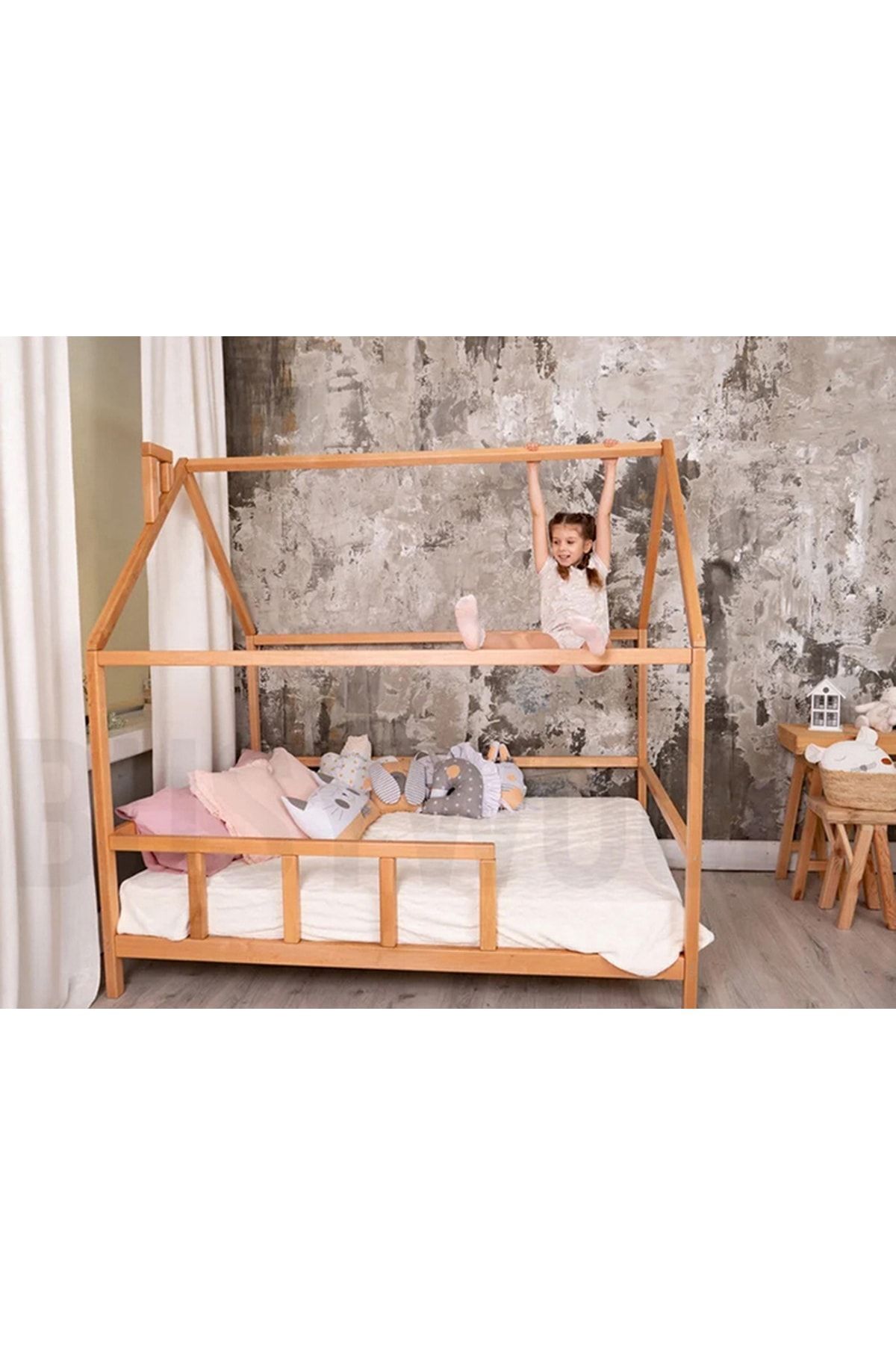 Ahşap Montessori Karyola - Masif Ahşap Karyola - Montessori Çocuk Ve Bebek Yatak Opmont-02