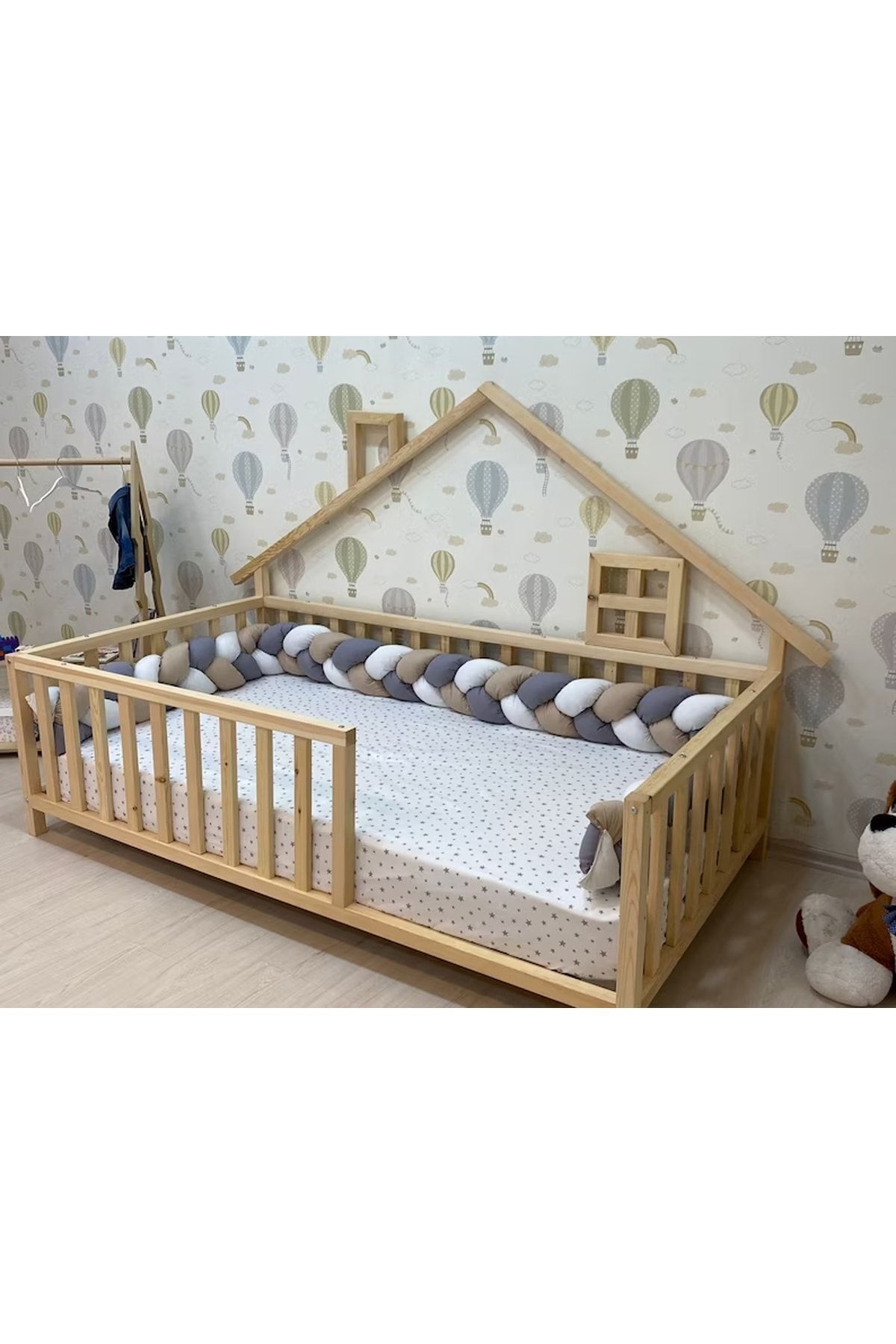 Ahşap Montessori Karyola - Masif Ahşap Karyola - Montessori Çocuk Ve Bebek Yatak Opmont-10