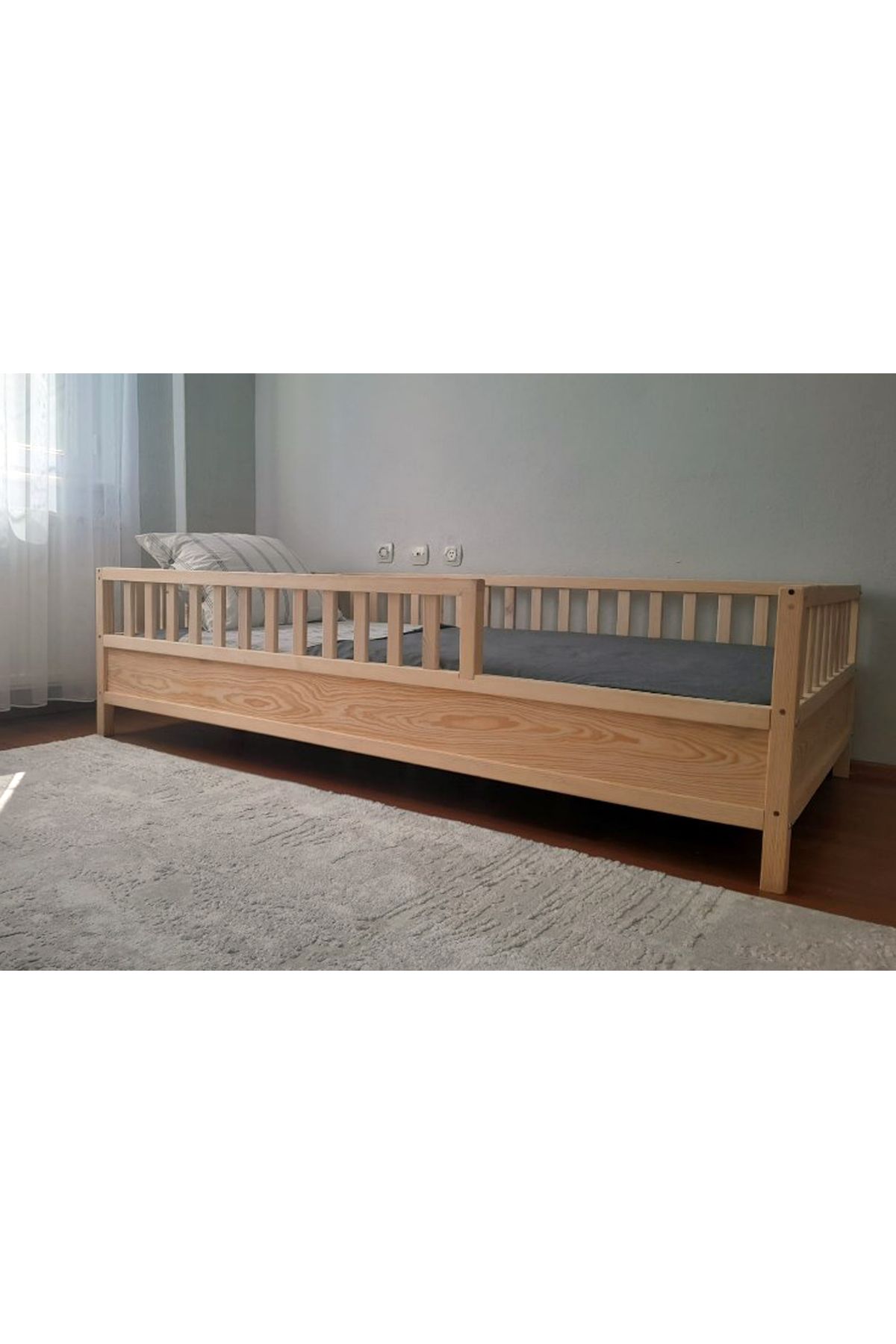 Montessori Çocuk Karyola - Montessori Yatak - Ahşap Karyola - 45 cm Korkuluklu - oppipo56