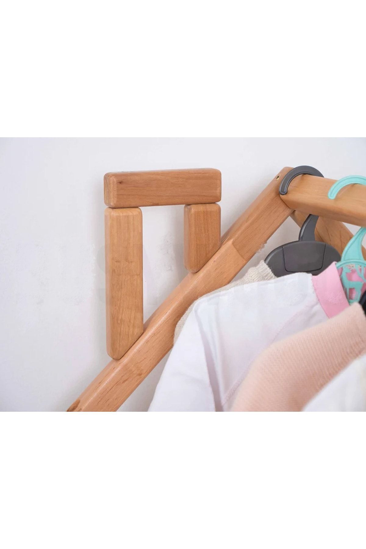 Montessori Ahşap Çocuk Odası Açık Gardırop - Montessori Gardırop Askılık - Montessori Mobilya
